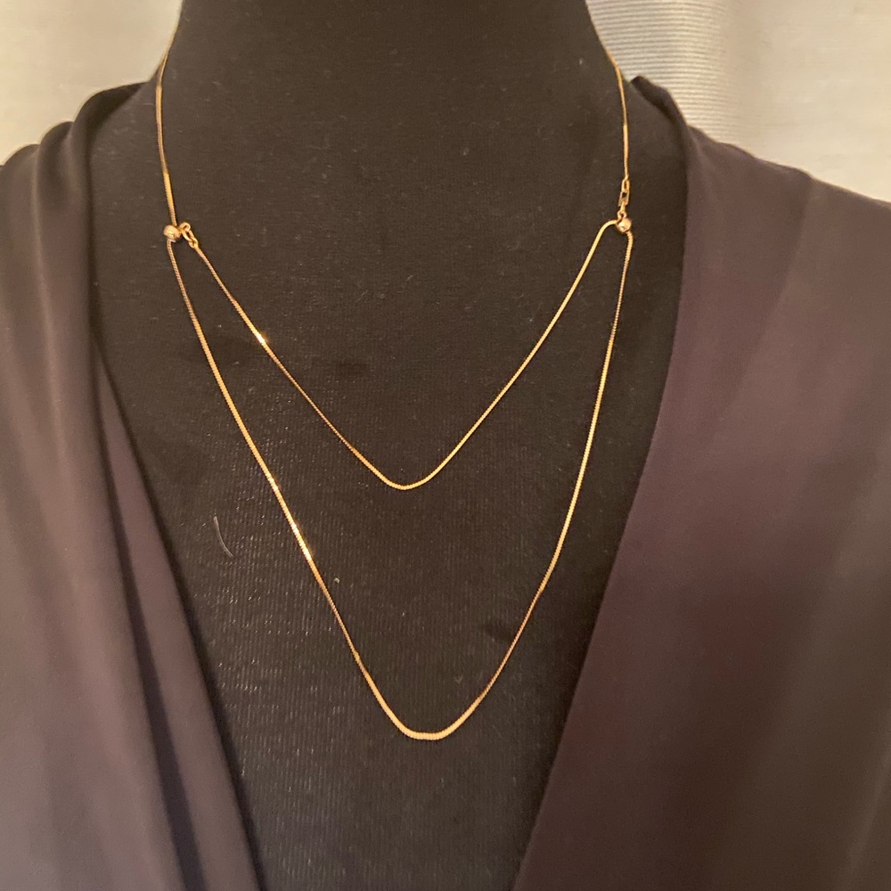 Solid 14k Moder Layers Chain Necklace - image 4